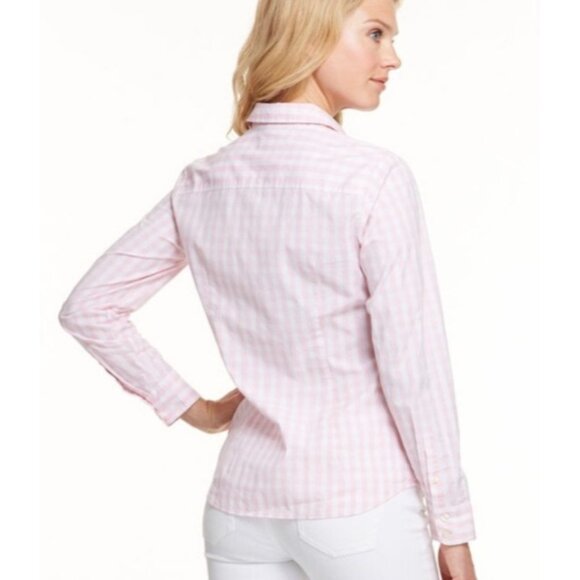 Vineyard Vines Womens Pink Gingham Button Down Shirt Size 12 Long Sleeve Classic - Picture 10 of 12